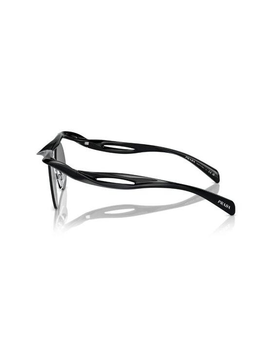 NEW PRADA SUNGLASSES, PRA18S 1AB5S0 BLACK ROUND MODERN EYEWEAR PR A18S 1AB5S0